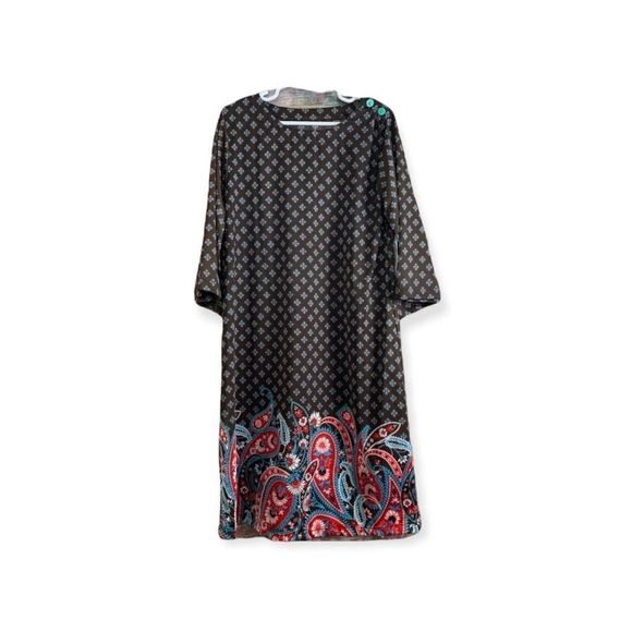 Girls Sz M J Khaki Paisley Print Dress NWT - Picture 2 of 5